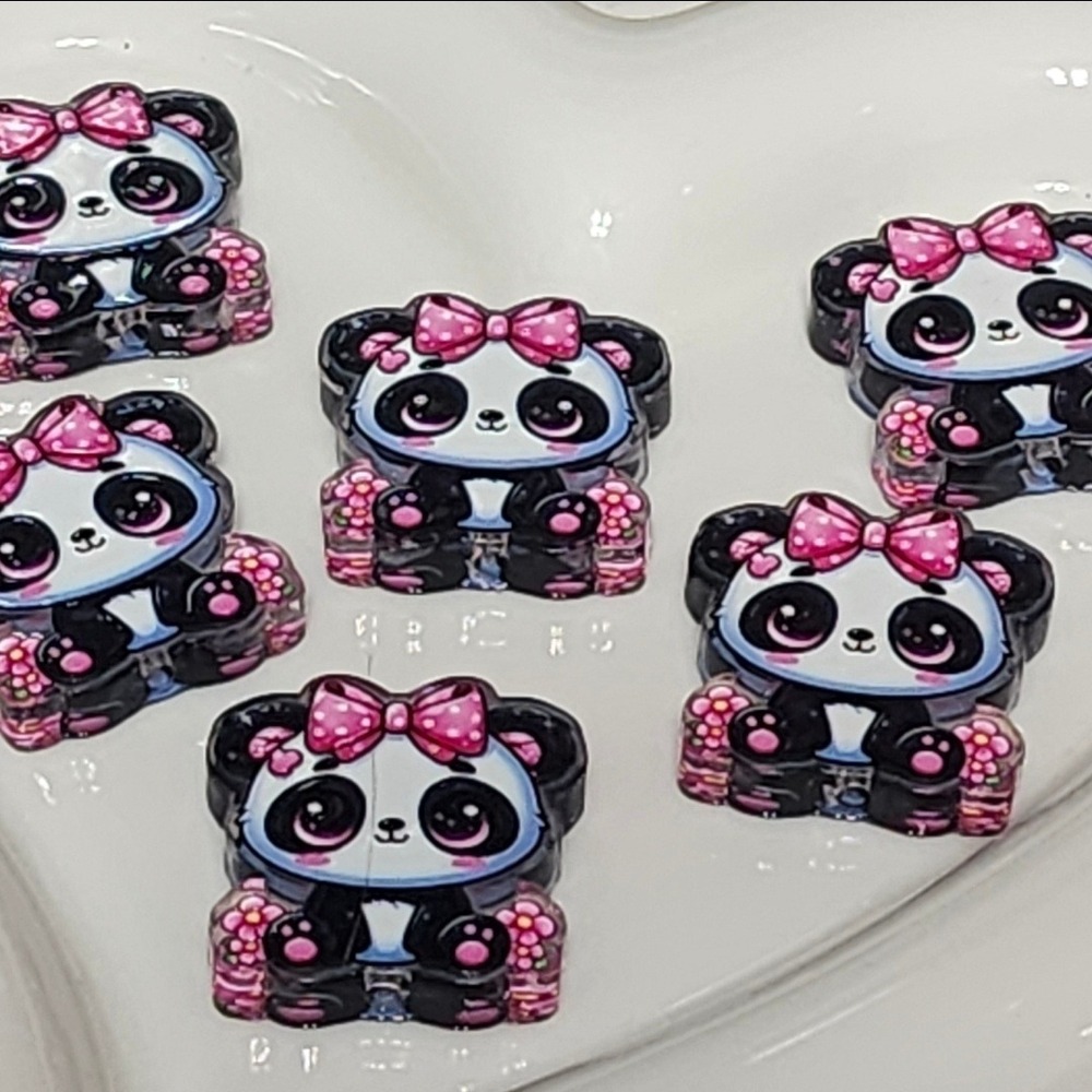 Panda Bear Beads 2 Pcs Focal Bead Beaded Pen Charm Jewelry Making Crafts